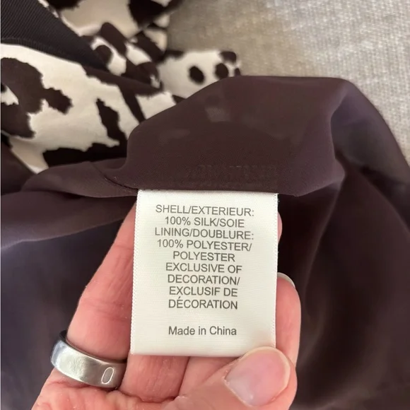 Tory Burch Silk Wrap Dress Animal Print Brown Cream Belted Roll sleeve Size 4 - Picture 9 of 10